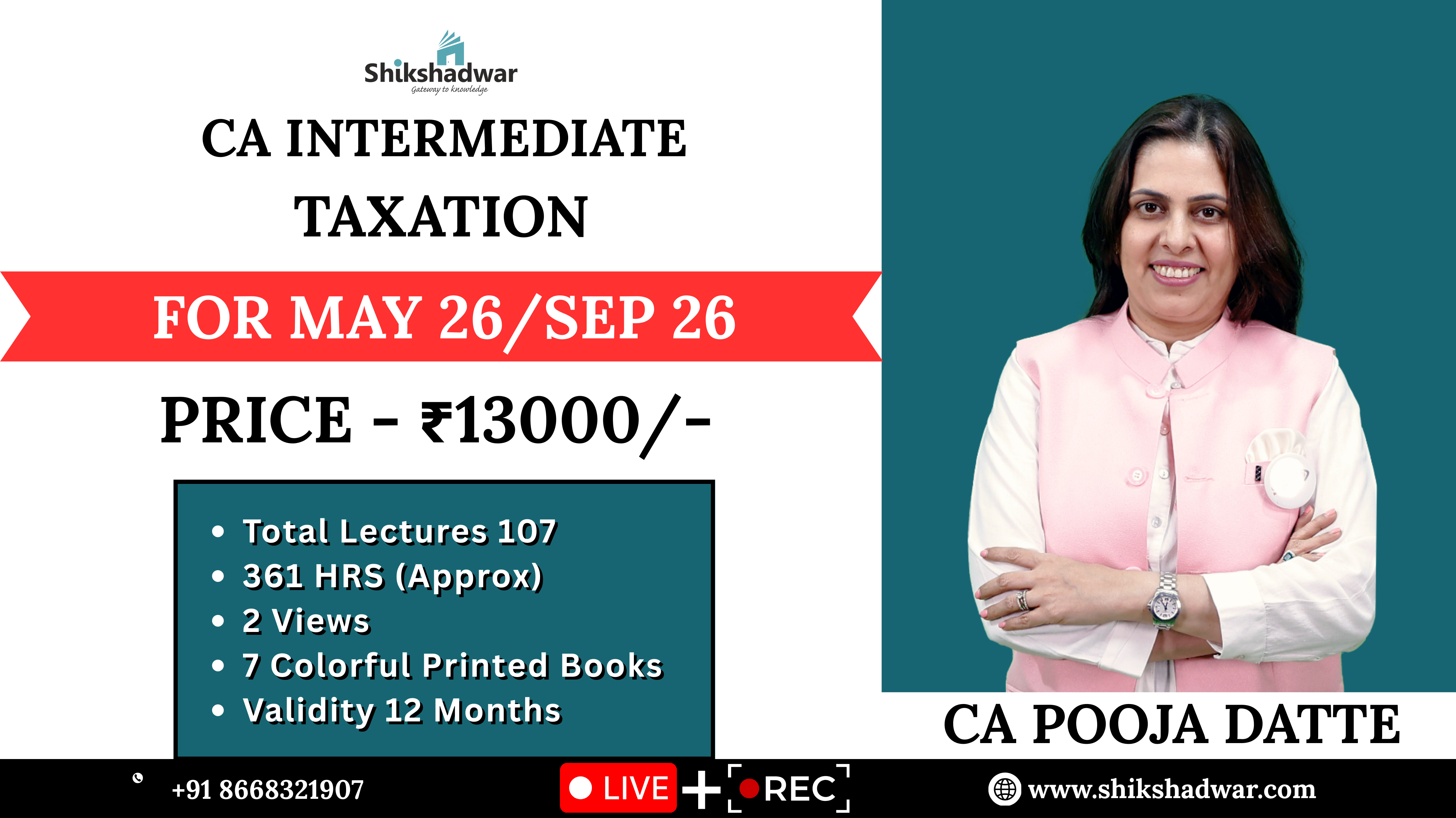 CA Intermediate TAXATION Batch (May 2026 / Sep 2026 Attempt) | By CA Pooja Datte Ma'am