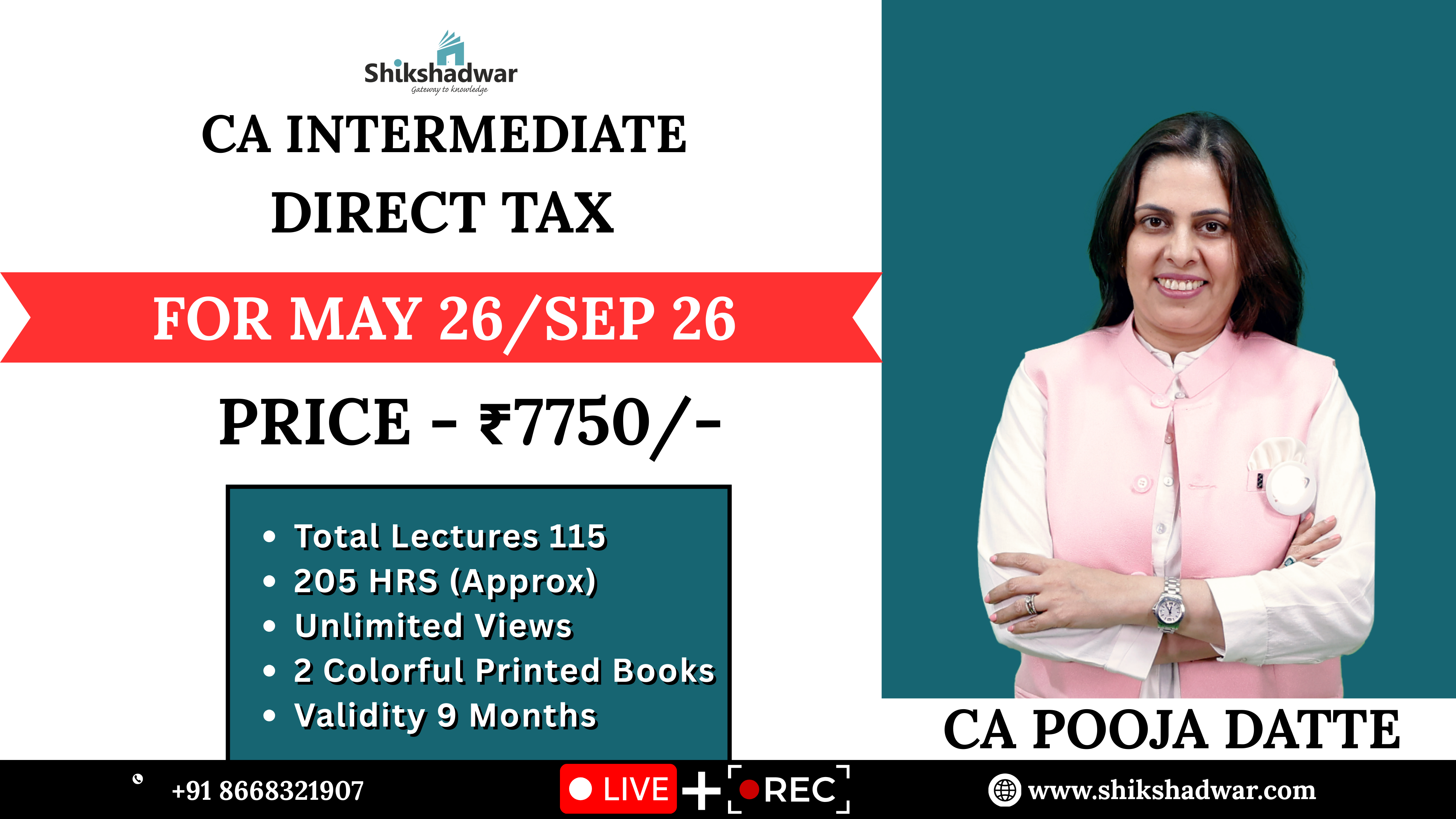 CA Intermediate DIRECT TAX Batch (May 2026 / Sep 2026 Attempt) | By CA Pooja Datte Ma'am