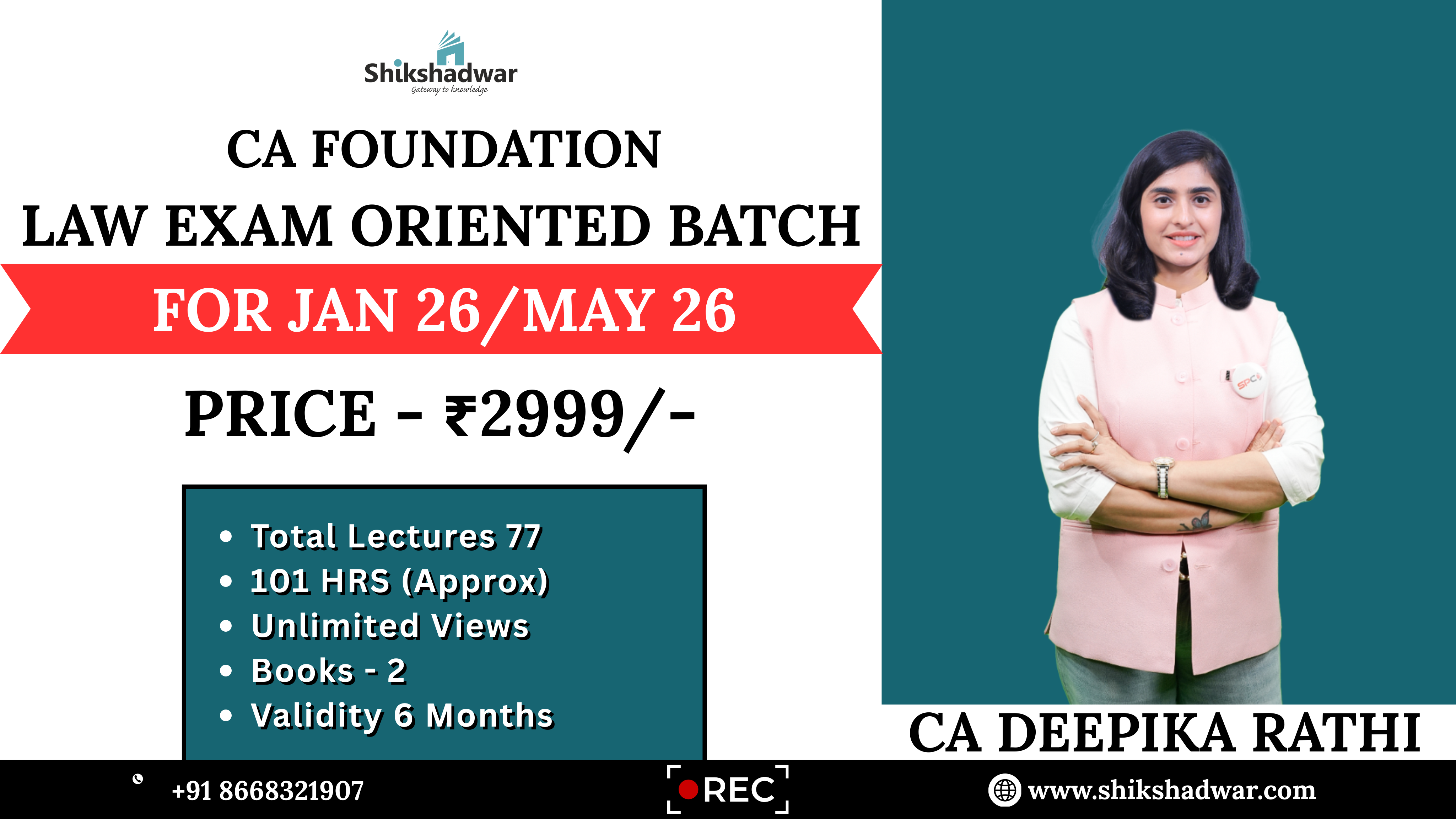 CA Foundation – Law Exam Oriented Batch | By CA Deepika Rathi Maam