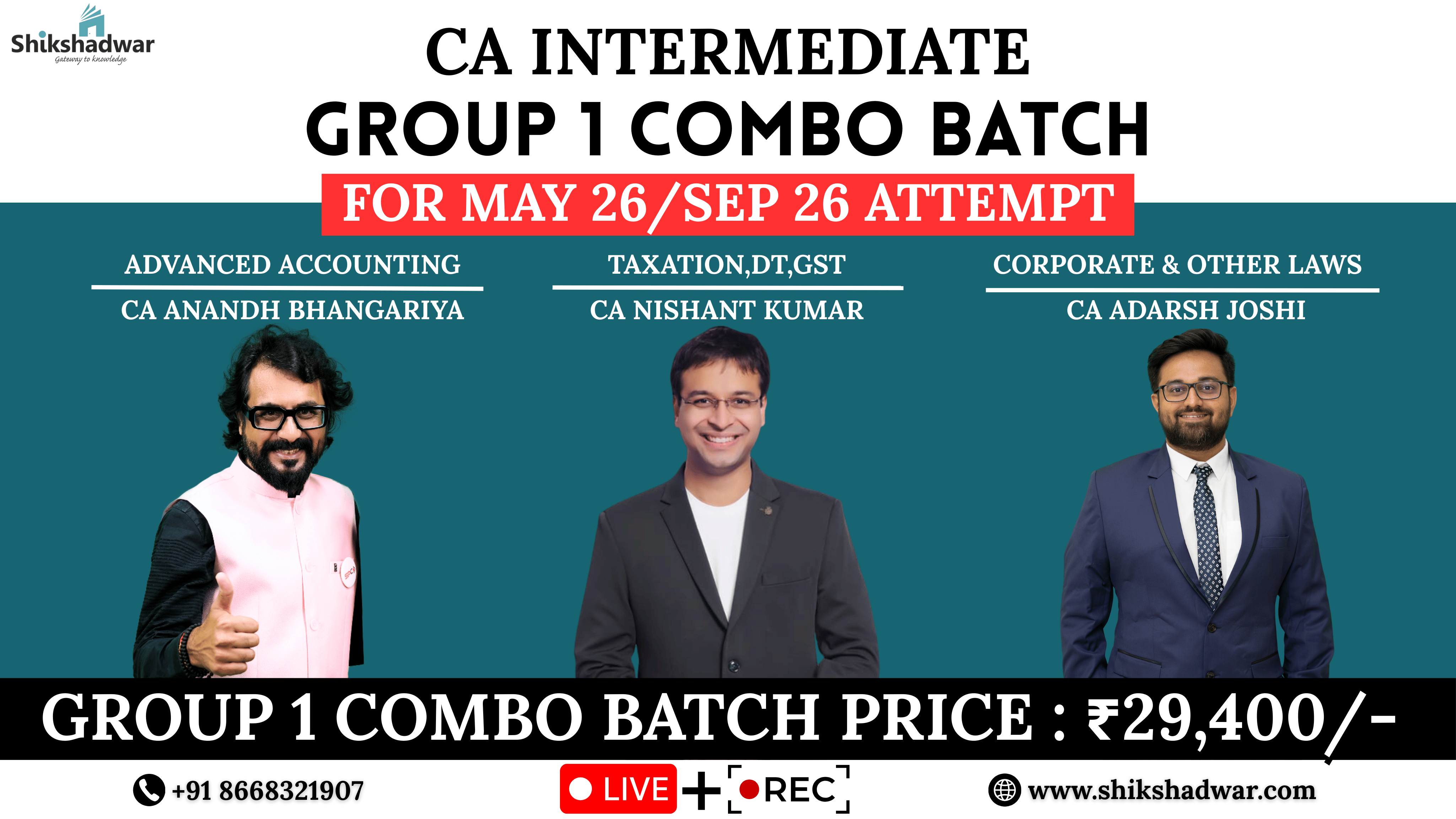 CA Intermediate – Group 1 Combo Batch(May 2026 / Sep 2026 Attempt)