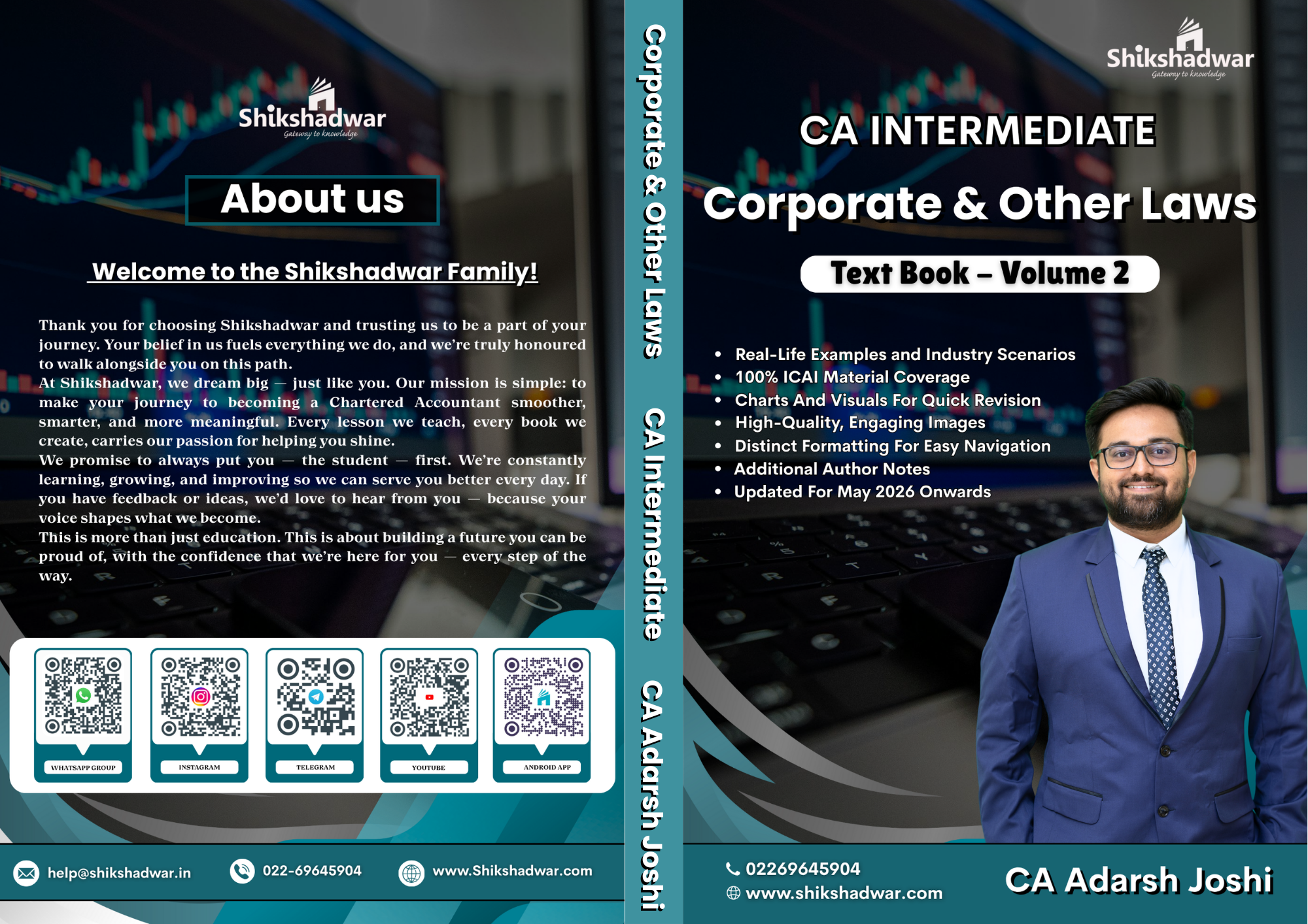 CA Inter Corporate and Other Laws Text Book for May/Sept 26 (New Edition) by CA Adarsh Joshi sir